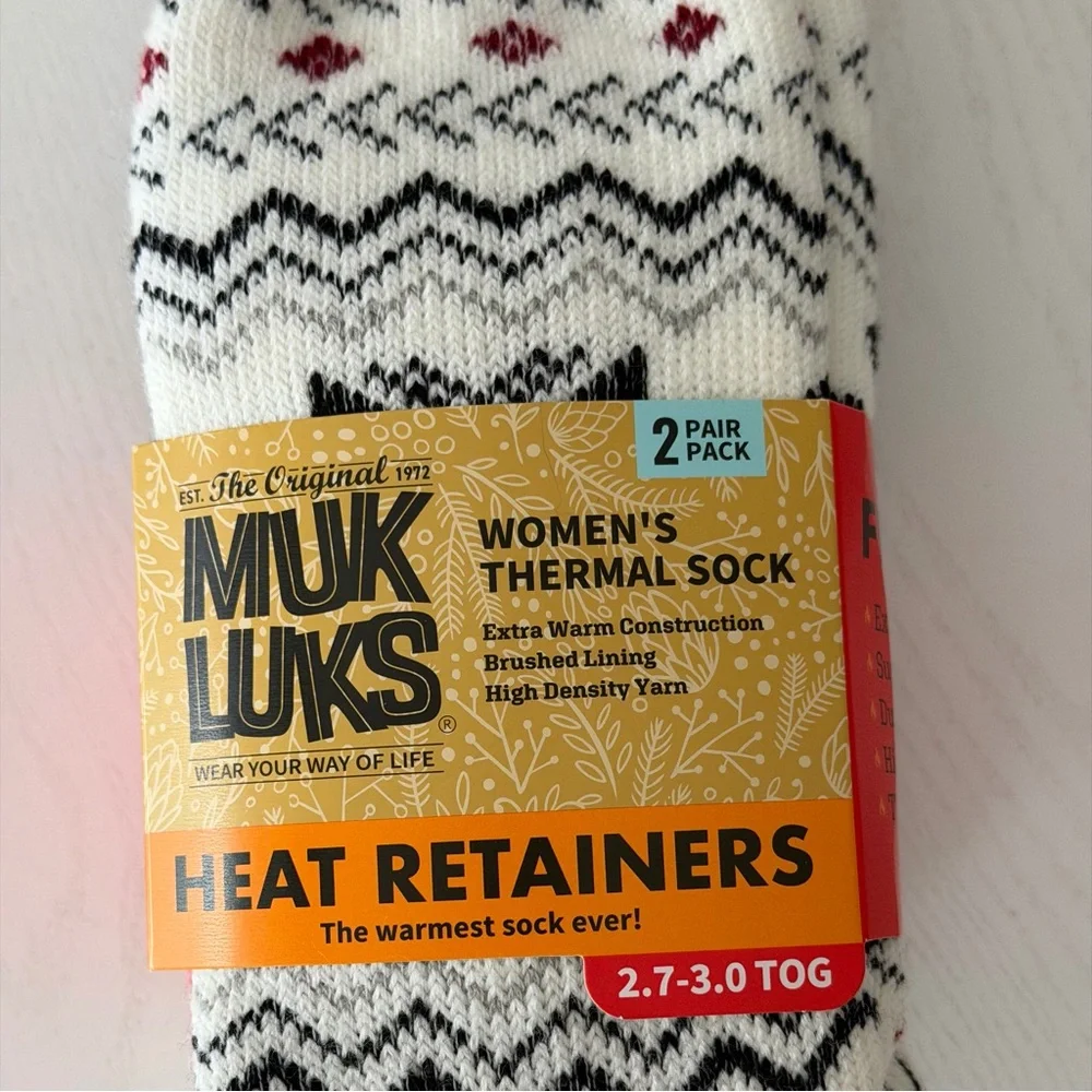 Muk Luks Women's Thermal Socks - Cream and Black, NEW